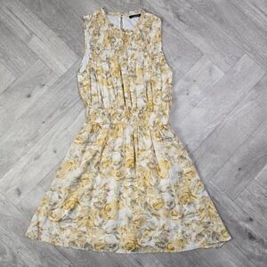 Anthropology Doe & Rae Women's Small Textured Boho Peasant Yellow Summer Dress